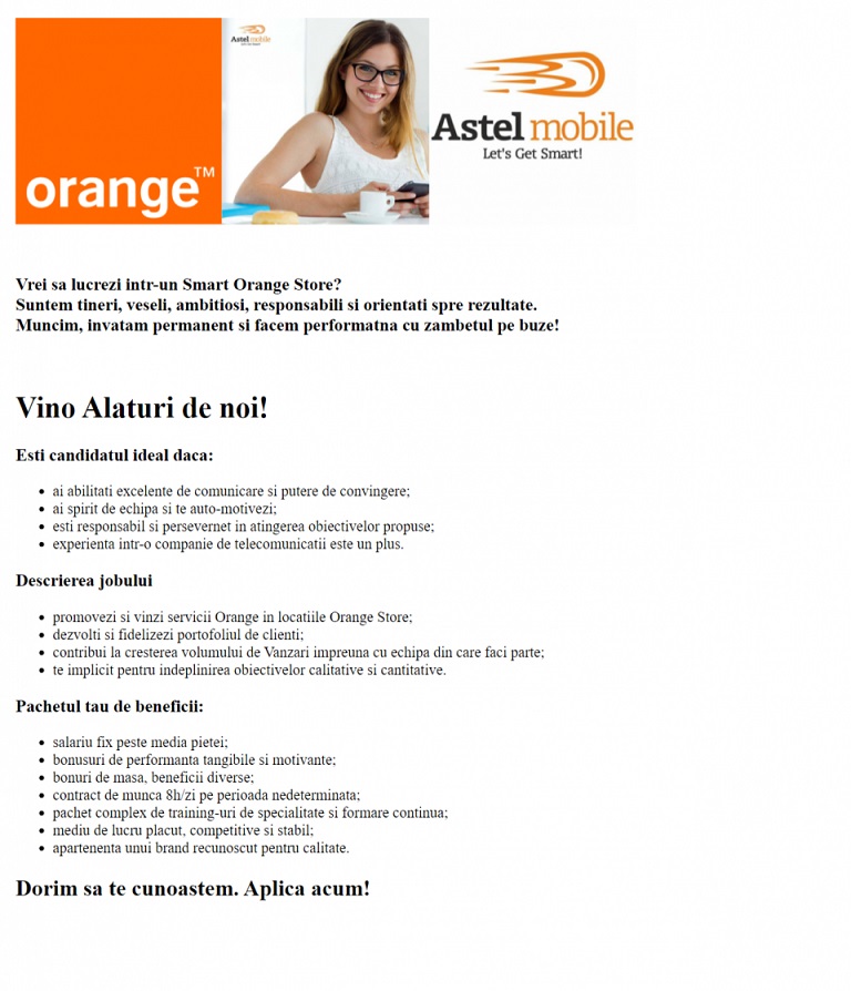 SALES REPRESENTATIVE ORANGE STORE