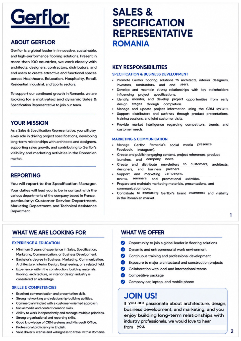 Sales & Specification Representative