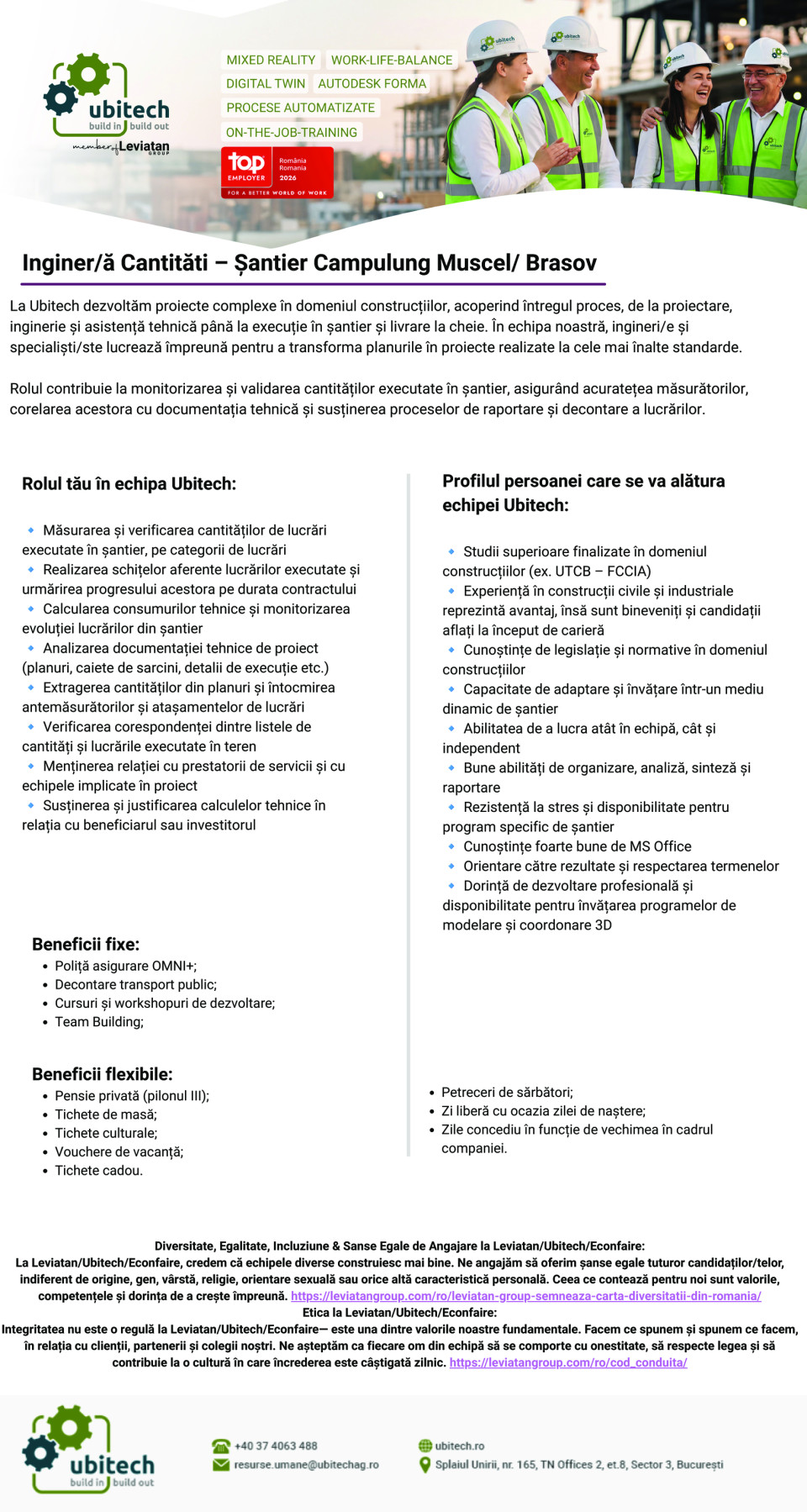 Inginer Cantitati – Santiere Brasov/Leresti