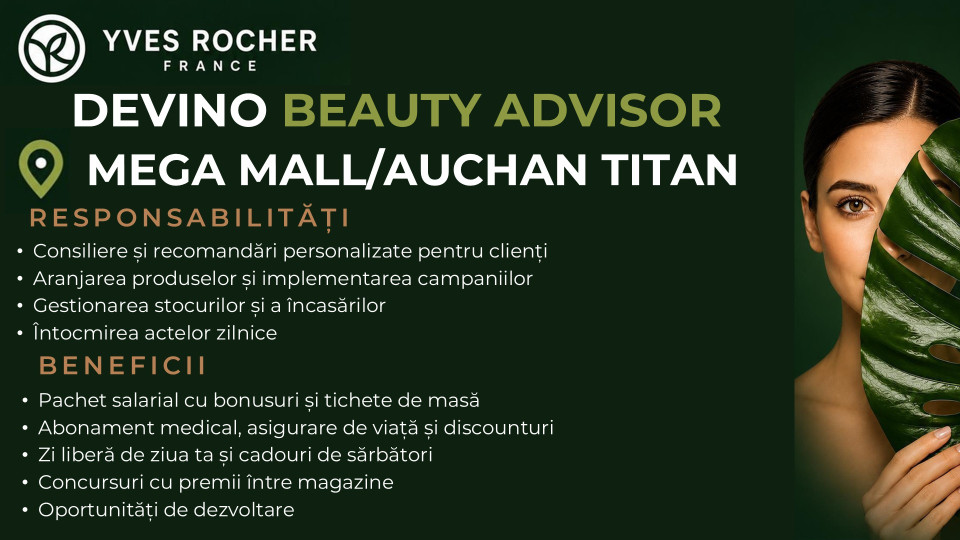 Lucrator Comercial / Beauty Advisor Mega Mall/ Auchan Titan