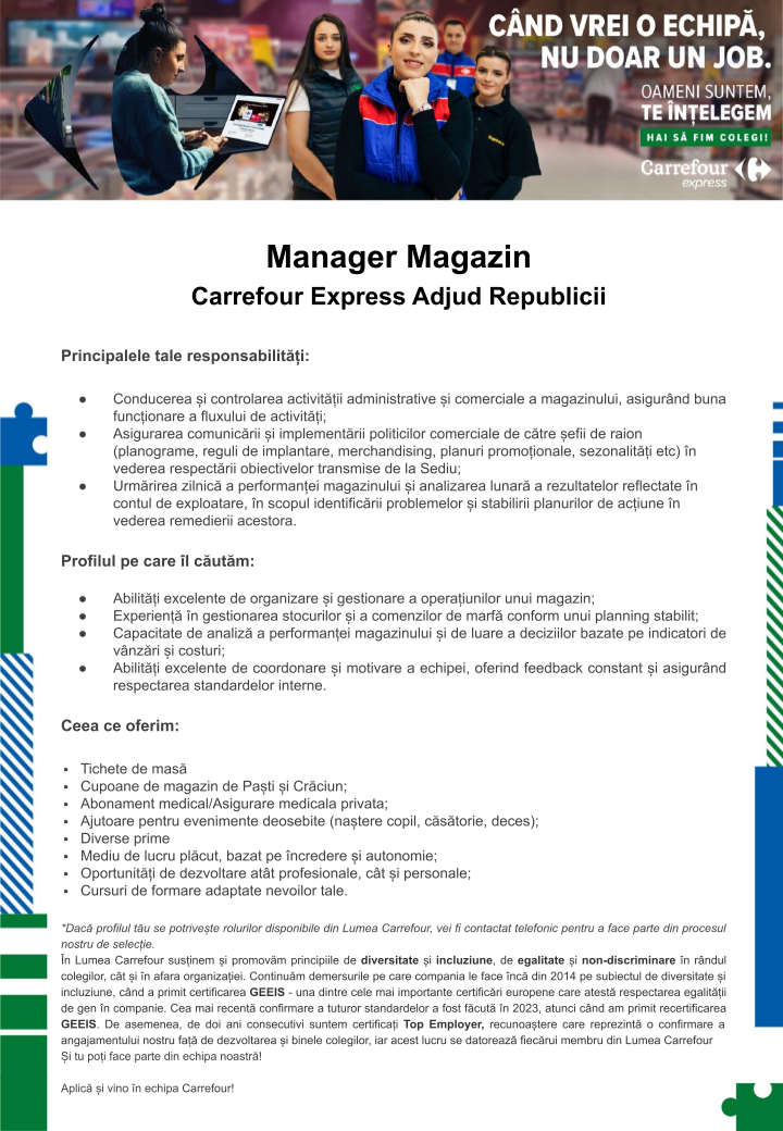 Manager Magazin Carrefour Express Adjud