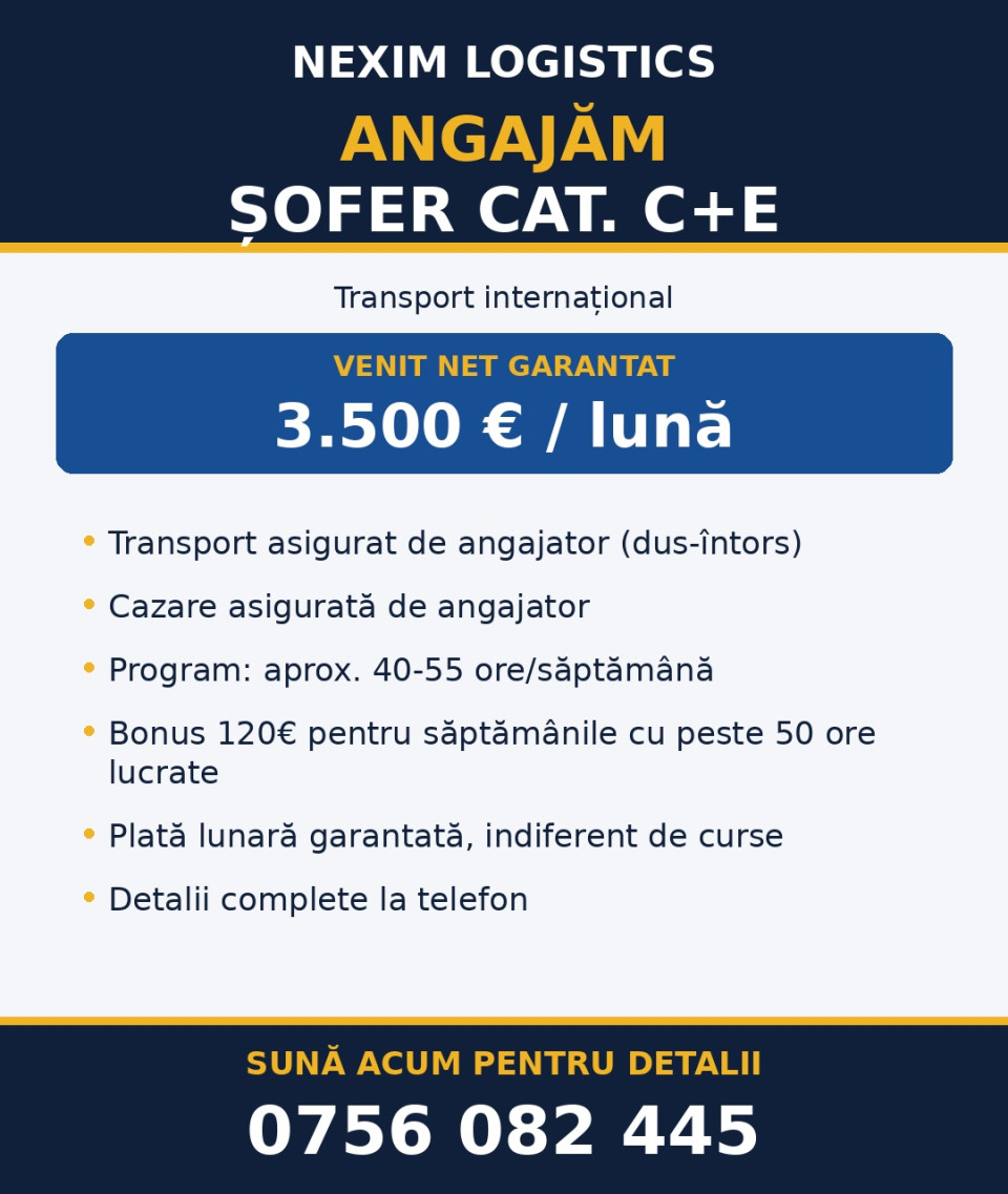 Șofer C+E – Transport Internațional (Olanda)