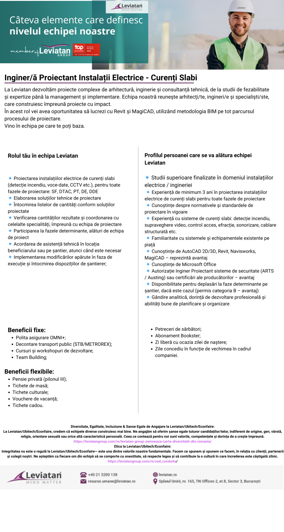 Inginer Proiectant Instalatii Electrice - Curenti Slabi