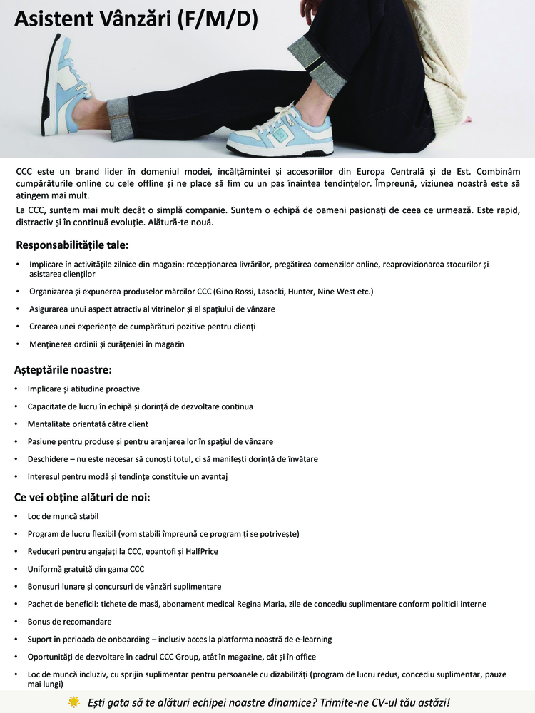 Asistent Vânzări CCC - 8H - Colosseum (F/M/D)