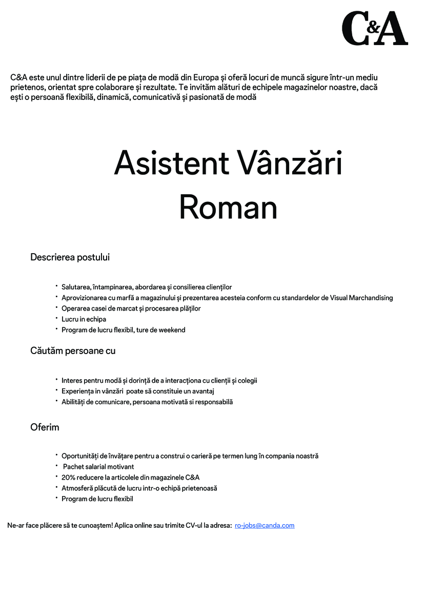 Asistent Vânzări Roman