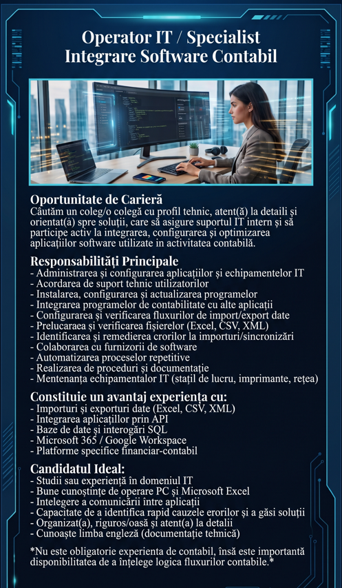 Operator IT / Specialist Integrare Software Contabil