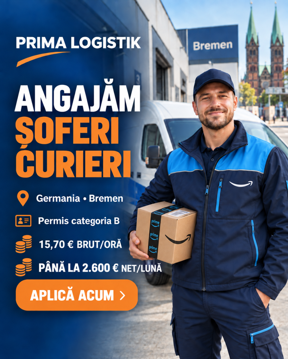 Șofer curier / Livrator categoria B – Germania, Bremen m/f/d