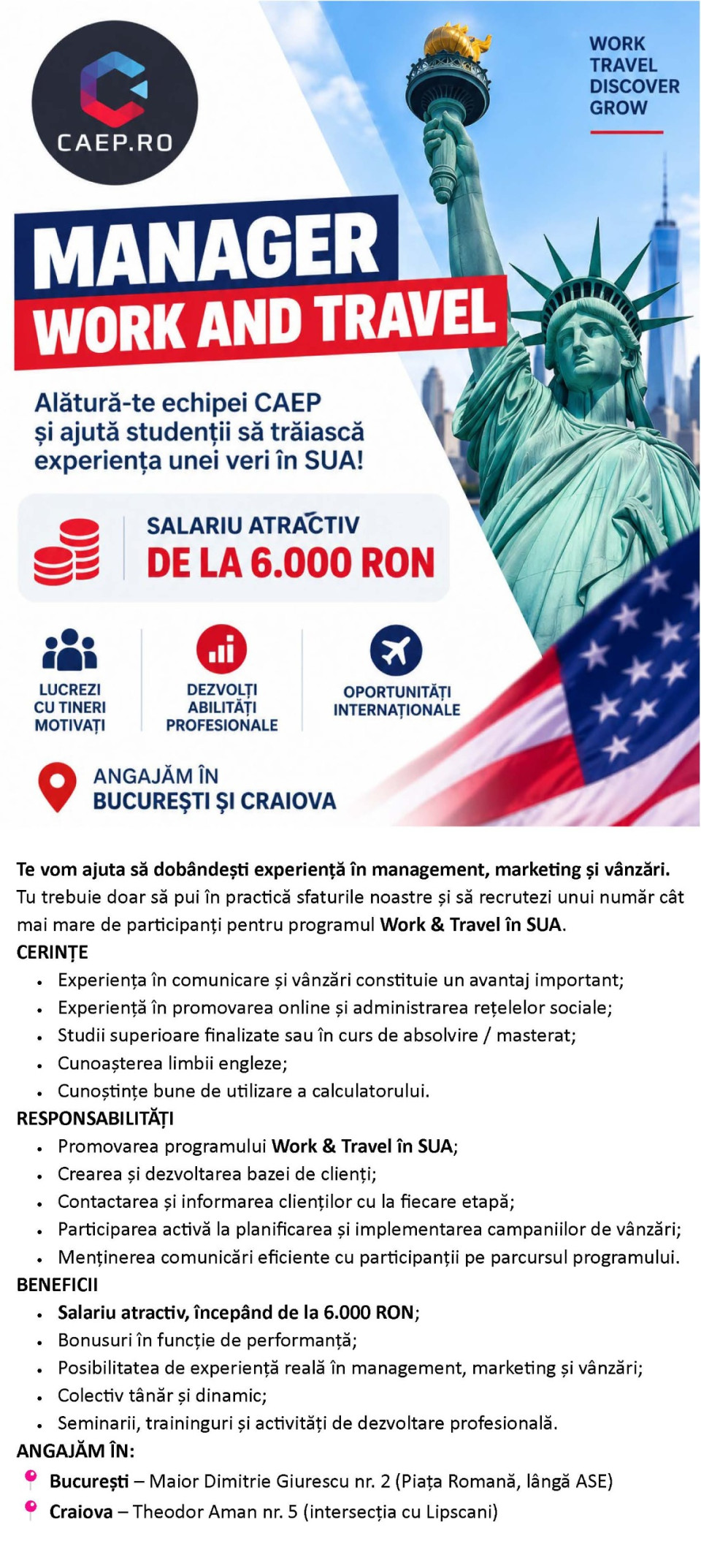 MANAGER WORK AND TRAVEL USA