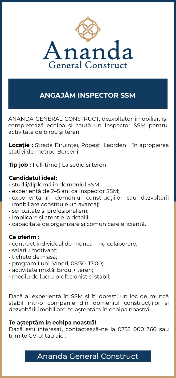 Inspector SSM cu experienta