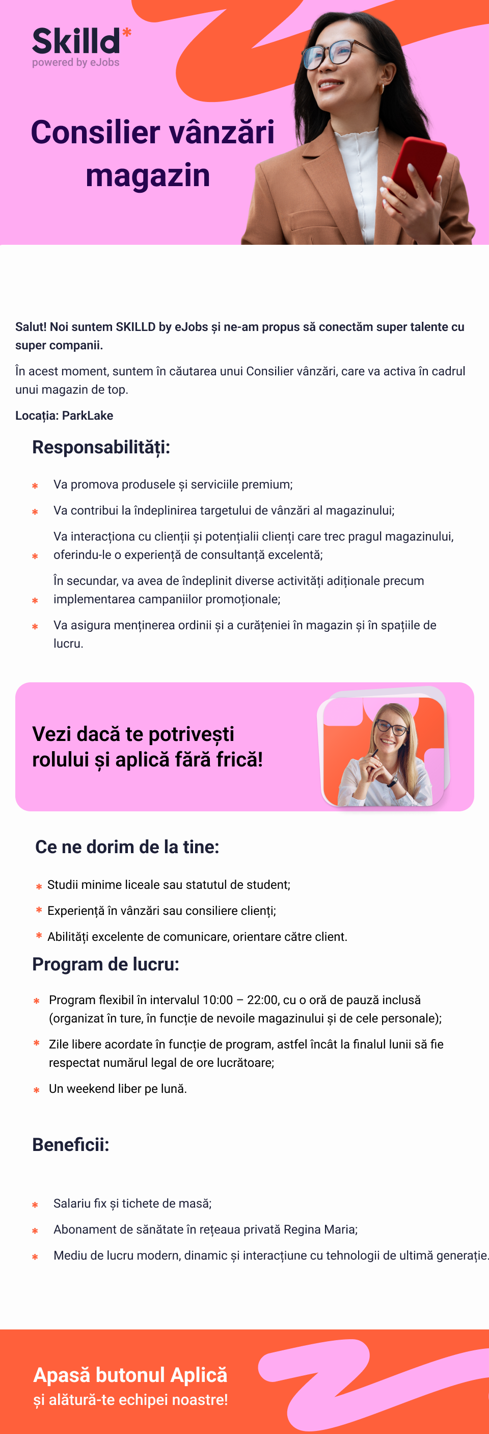 Consilier vanzari magazin-ParkLake