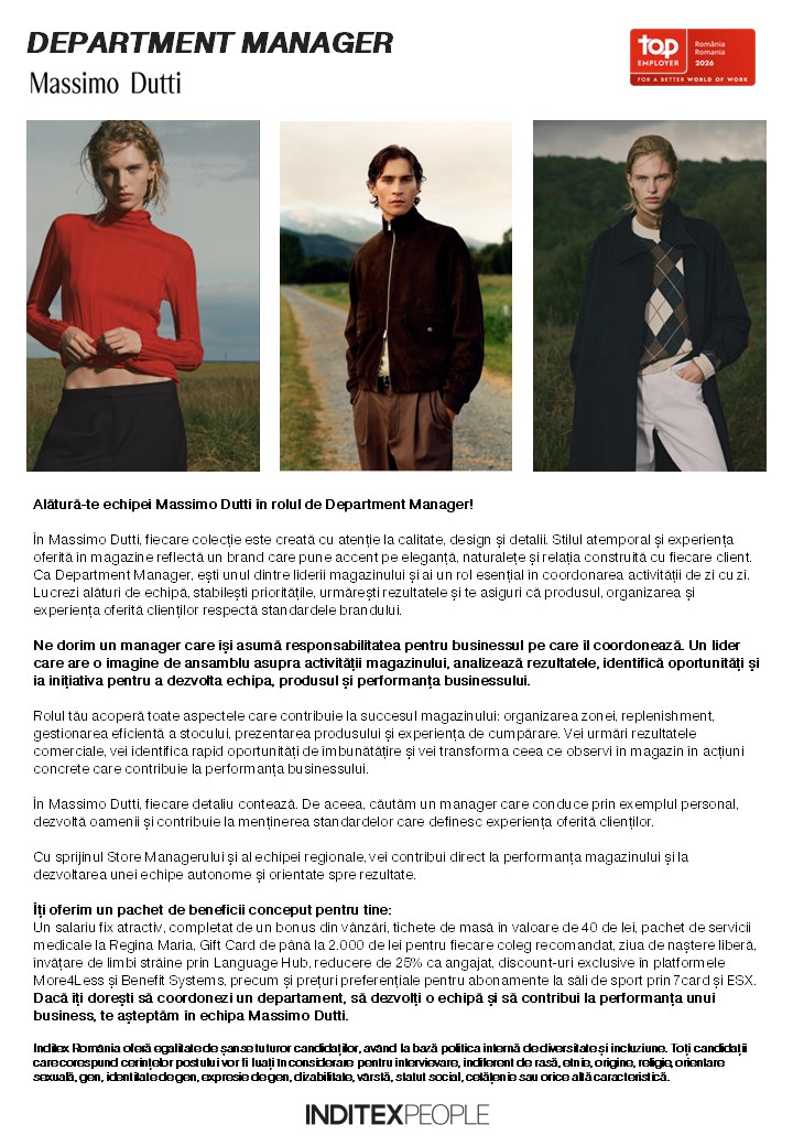 Department Manager - Massimo Dutti