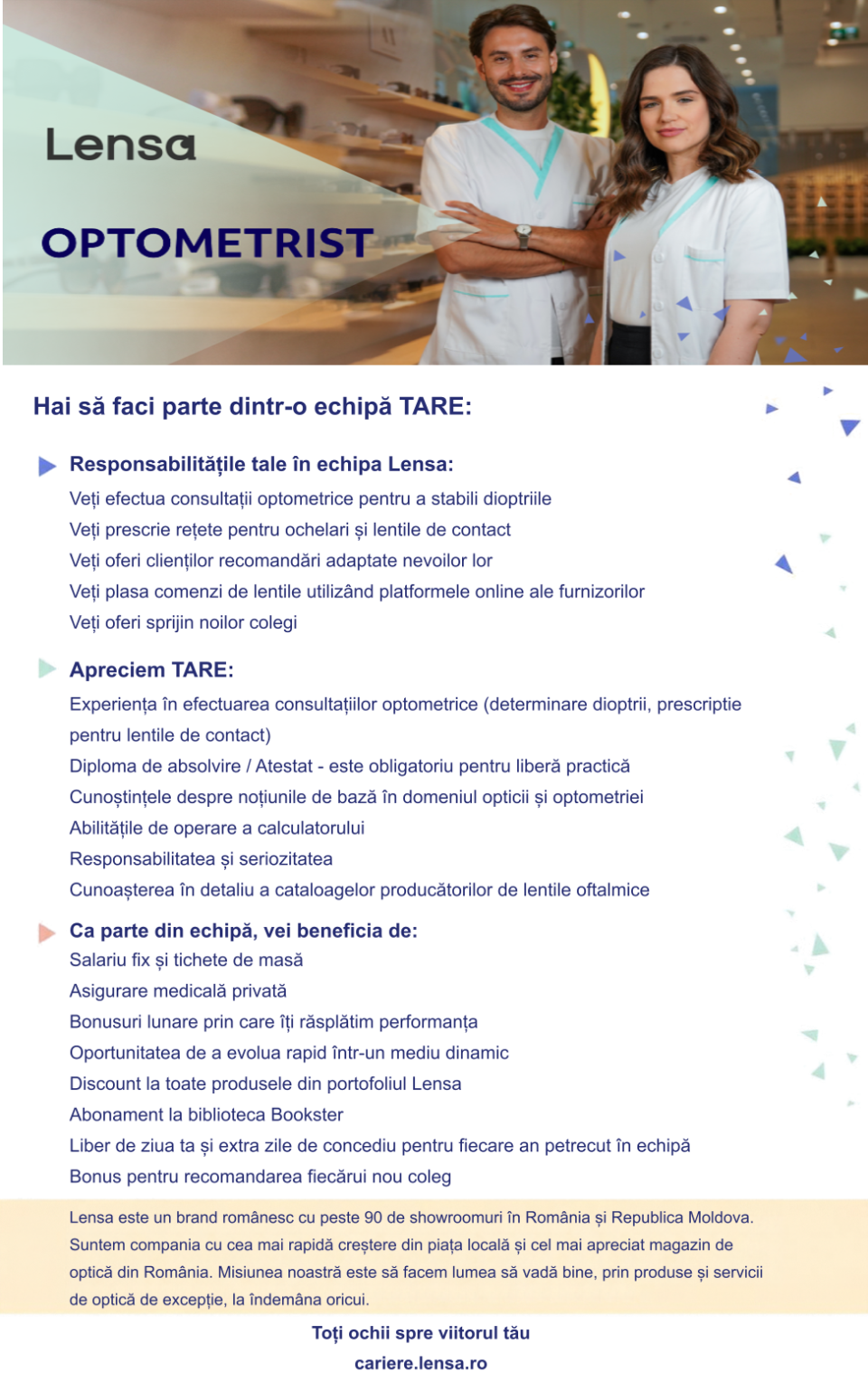Optometrist- Arad, Oradea, Targu Mures, Satu Mare, Bacau