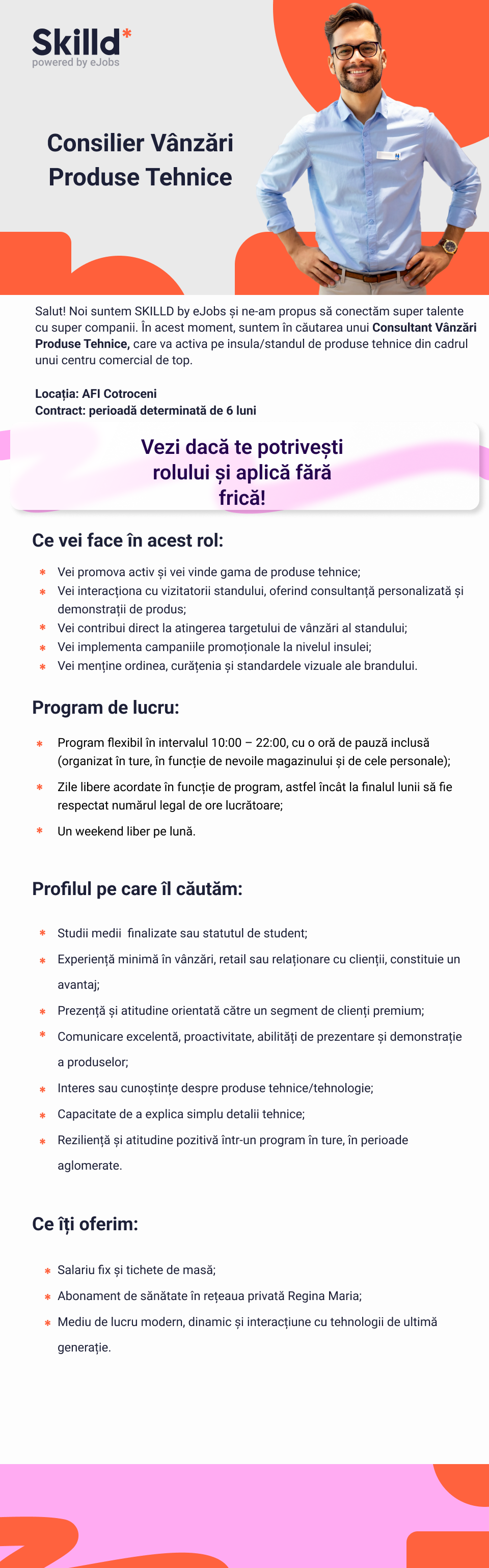Consultant Vânzări- Produse Tehnice AFI Cotroceni