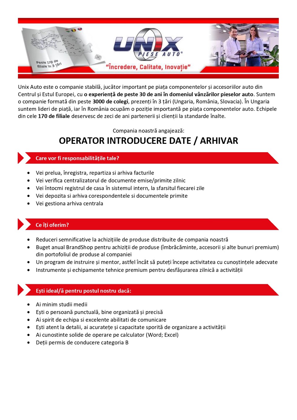 OPERATOR INTRODUCERE DATE/ARHIVAR