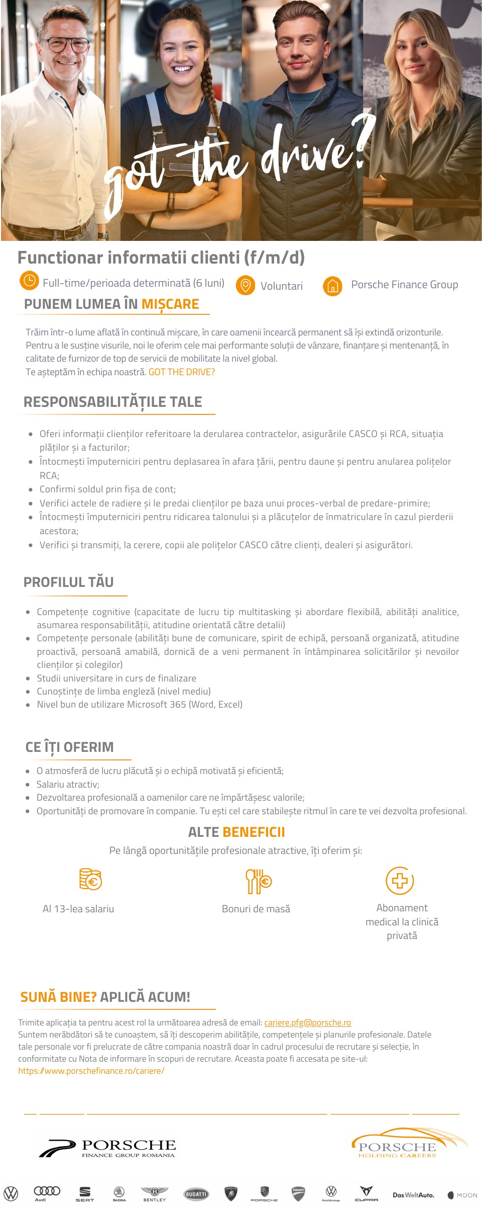 Functionar informatii clienti (f/m/d) _Porsche Finance Group