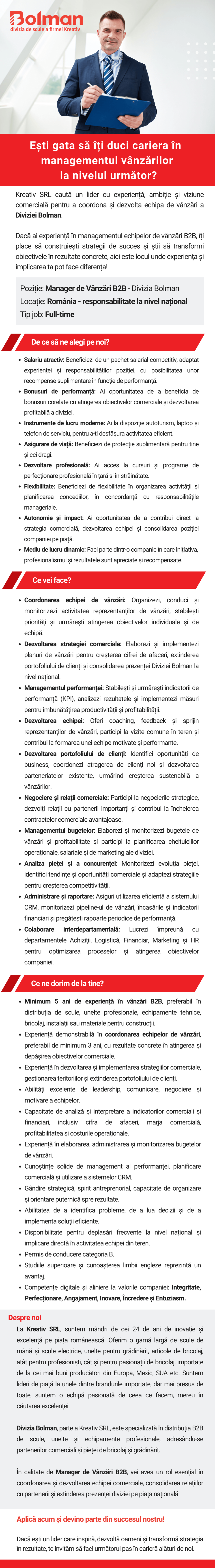 Manager de Vânzări B2B
